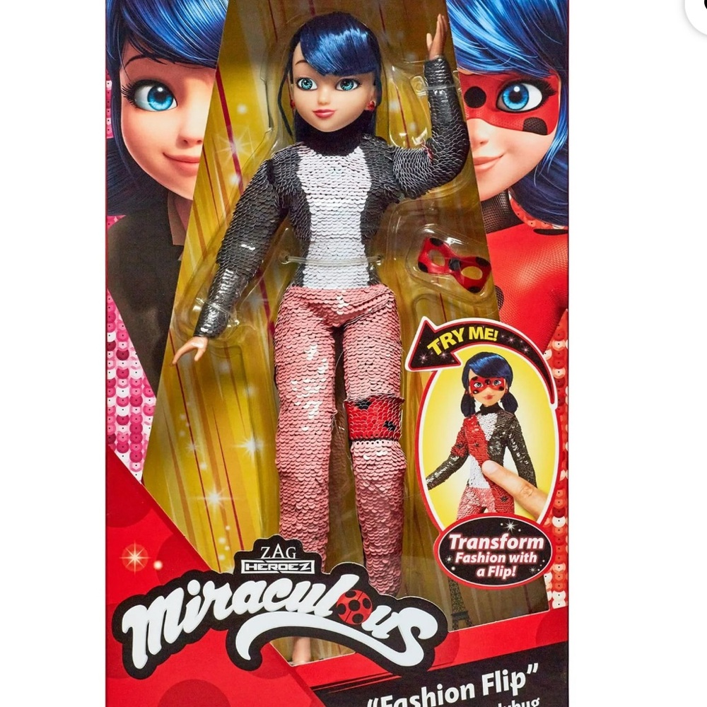 Bundle of 2 Miraculous Fashion Flip Ladybu Doll Playset, 2 Pieces, Assembled 12